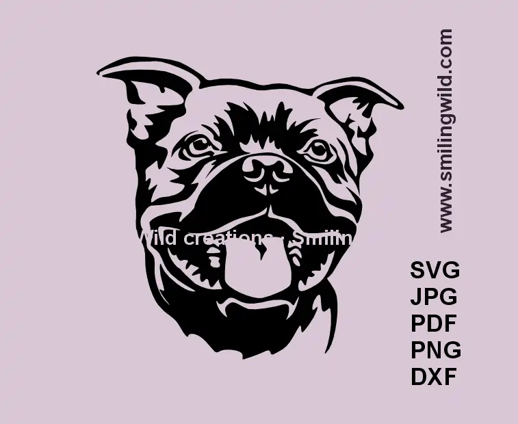 Staffordshire Bull Terrier SVG head vector clipart for Cricut and laser engraving