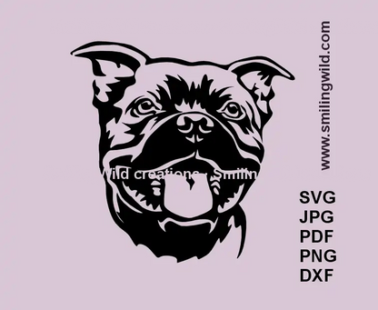 Staffordshire Bull Terrier SVG head vector clipart for Cricut and laser engraving