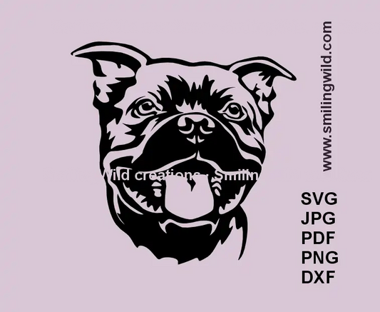 Staffordshire Bull Terrier SVG head vector clipart for Cricut and laser engraving