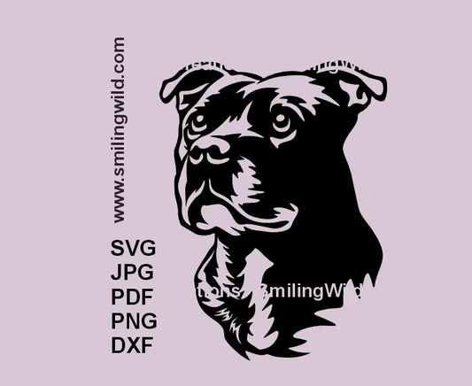 Staffy dog SVG and dxf head clipart Staffordshire Bull Terrier vector for Cricut and laser cutting