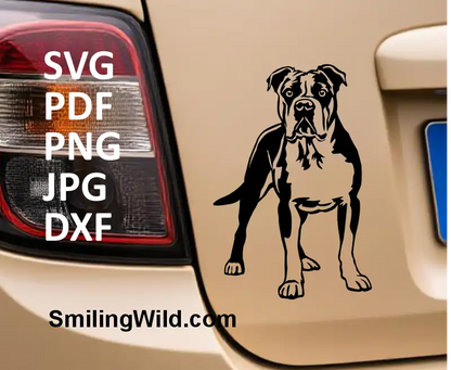 A sticker of a Standing American Bulldog clipart SVG – digital design cut file for pet decals and vinyl crafting