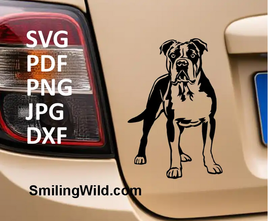 A sticker of a Standing American Bulldog clipart SVG – digital design cut file for pet decals and vinyl crafting