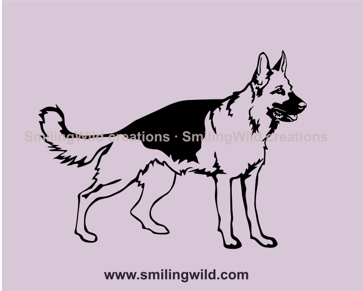 German shepherd svg file - a full body and a head portrait