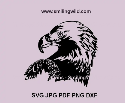 Black line Steppe Eagle SVG head portrait – bird of prey vector file for Cricut and Glowforge wildlife decor
