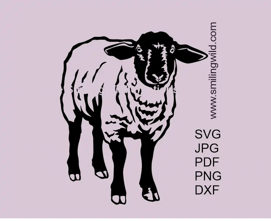 Full body Suffolk sheep SVG PNG DXF vector design for Cricut, Silhouette, and laser cutting crafts – farm animal clipart