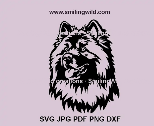 Eurasier dog face SVG – black vector design for laser cutting projects