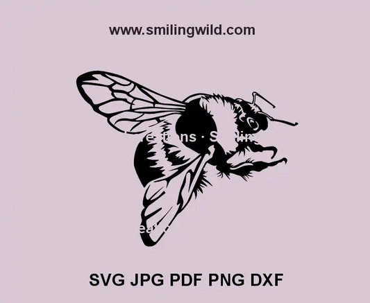 flying bumblebee svg, png, dxf vector files in black color for wildlife and nature crafts