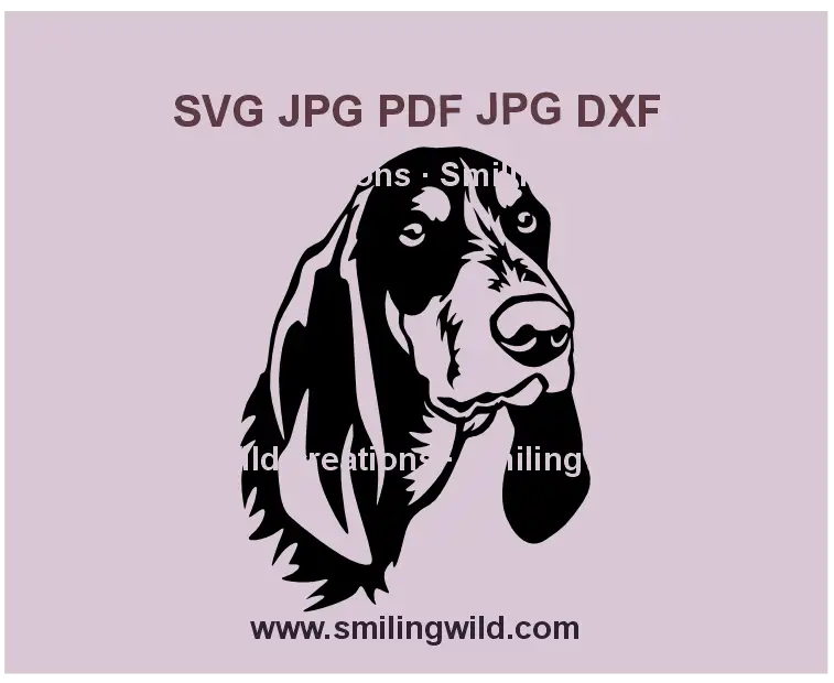 Swiss Lucerne Hound SVG, png and dxf hunting dog portrait vector for Cricut and laser cutting