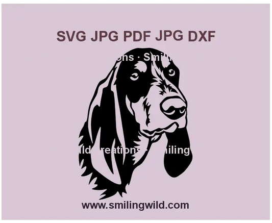 Swiss Lucerne Hound SVG, png and dxf hunting dog portrait vector for Cricut and laser cutting