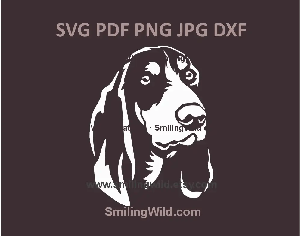 Swiss Lucerne Hound SVG, png and dxf - Realistic Hunting Dog Laser Cut and engraving file