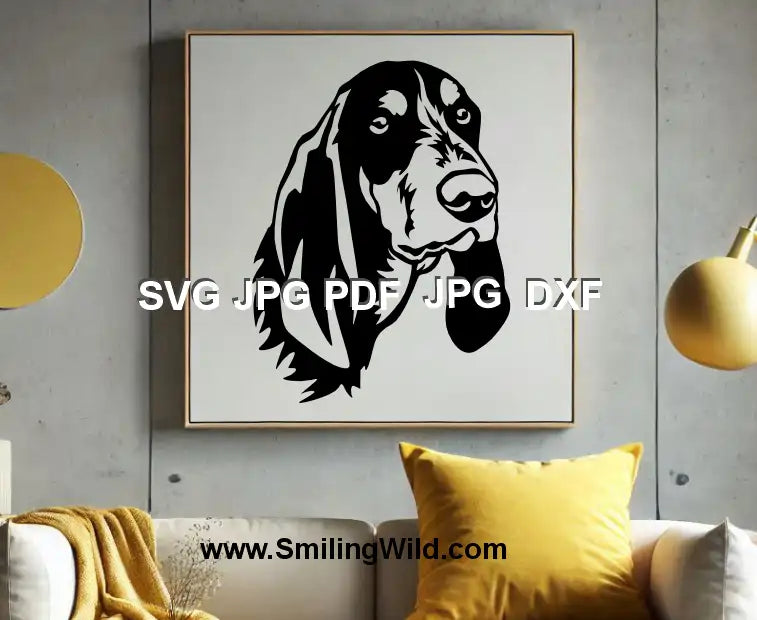 Detailed Swiss Lucerne Hound svg and DXF vector graphic for Cricut and engraving