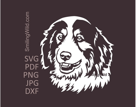 Tornjak dog design in white artwork version (SVG vector) preview image of a Bosnian Hercogovian sheepdog head portrait