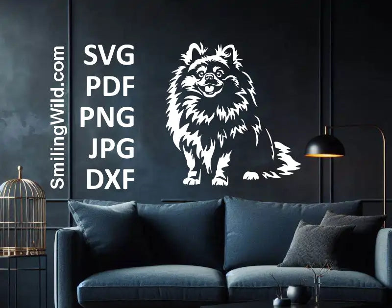VG PNG DXF files of a Pomeranian Spitz toy dog – detailed digital vector design for Glowforge, xTool, and vinyl cutting machines