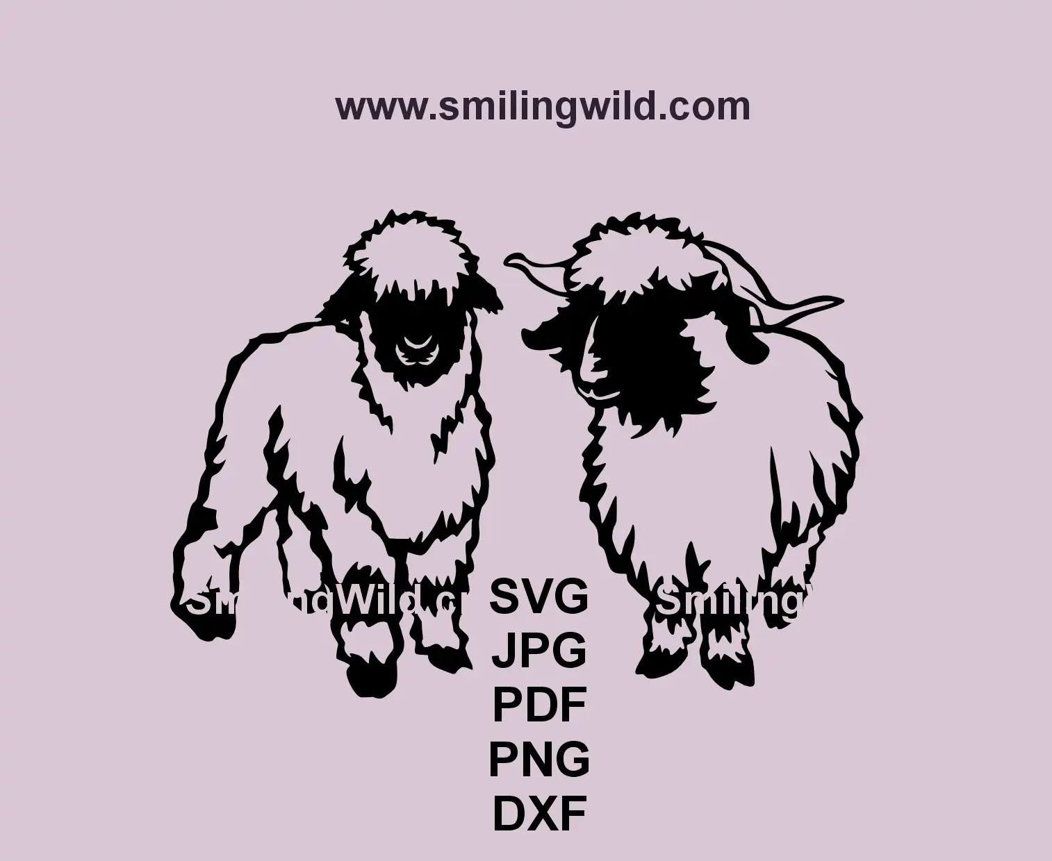 Valais Blacknose sheep and ram black vector clipart for Cricut laser cutting