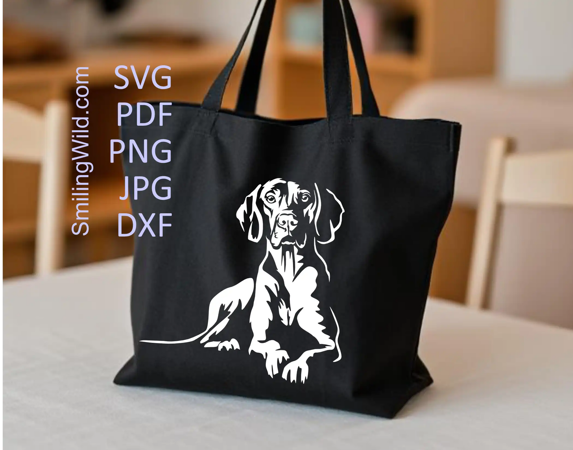 Vizsla detailed white vector art for cutting on dark materials