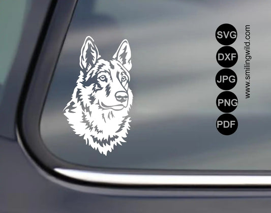 Detailed view of the Vlcak head SVG and png vector lines showing clean paths for Cricut users.