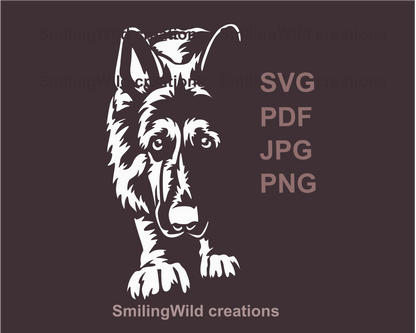 walking german shepherd graphic design in white color