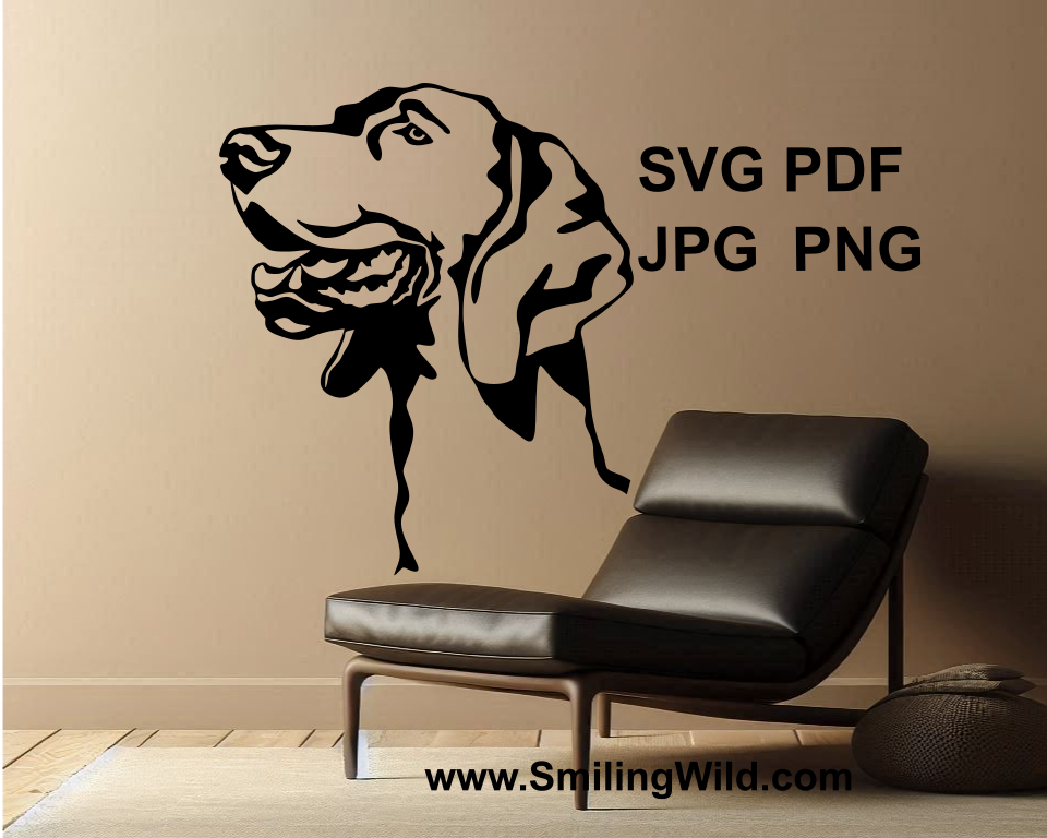 a hunting dog svg wall art design portraits a smiling weimaraner digital face