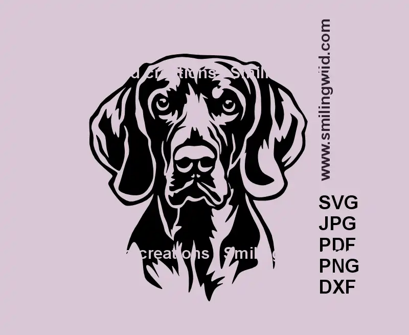 Weimaraner head SVG – black vector hunting dog clipart portrait for Cricut and laser cutting