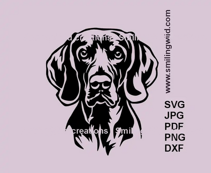 Weimaraner head SVG – black vector hunting dog clipart portrait for Cricut and laser cutting
