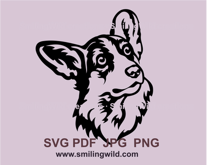 welsh corgi face svg cuttable graphic design