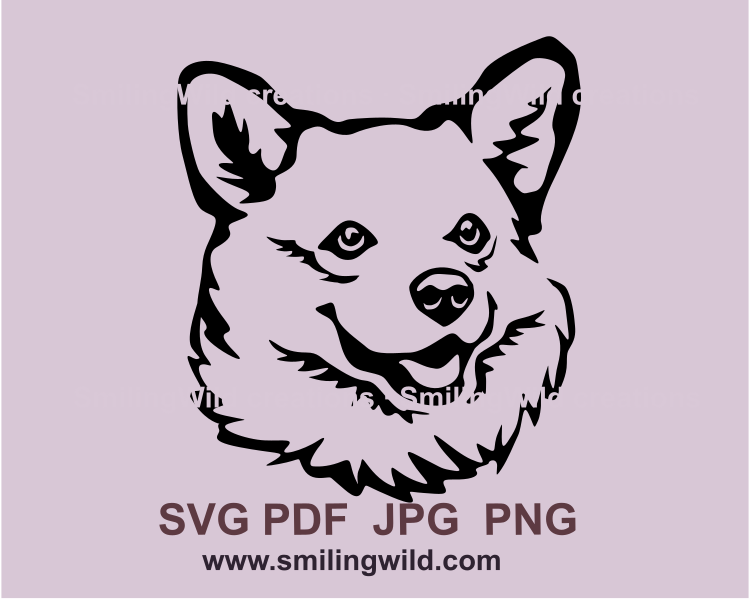 welsh corgi smiling face svg design in graphic art