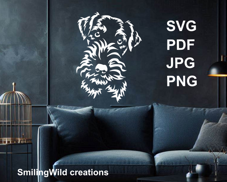 Welsh terrier digital graphic illustration as a decoratin on a dark blue wallpaper