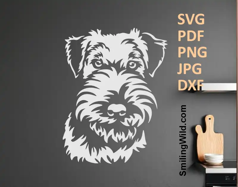 DXF format white Welsh Terrier head illustration for precision laser engraving and vinyl crafts