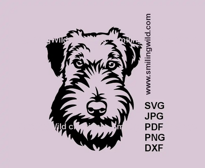 Black Welsh Terrier head SVG vector clipart for Cricut and laser engraving