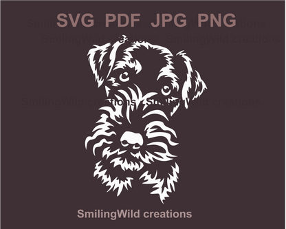 A peeking face of a welsh terrier made in a white vector digital drawing with transparent background