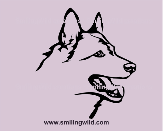 west siberian laika face in a graphic svg drawing