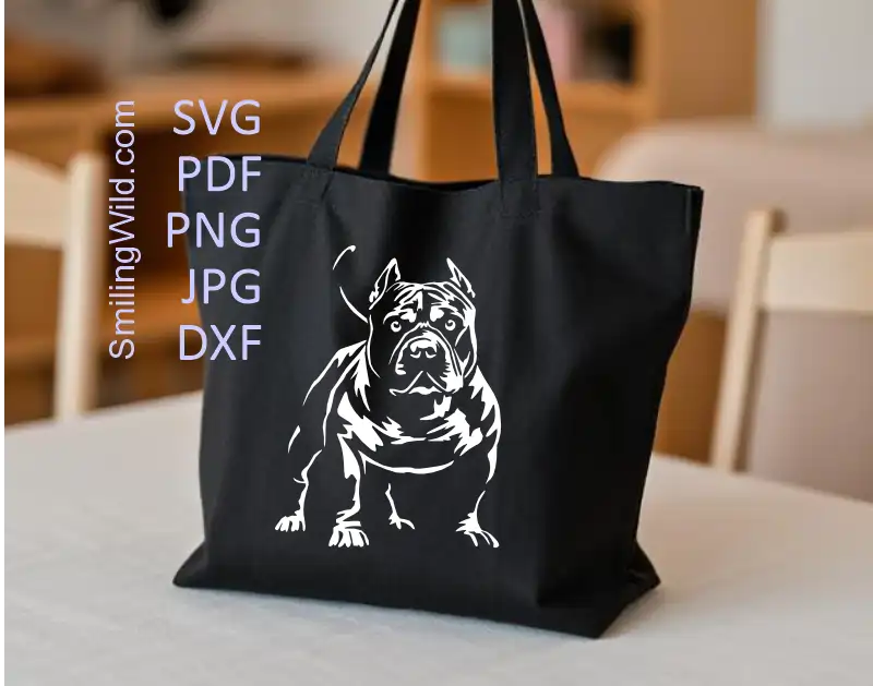 White American Bully dog SVG PNG DXF digital cuttable file for Cricut crafts and engraving