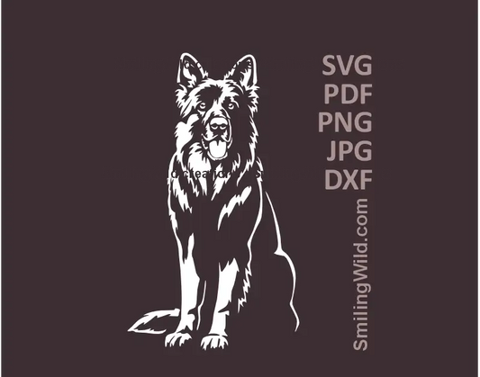 german shepherd svg png snd dxf clipart design of black and white collection