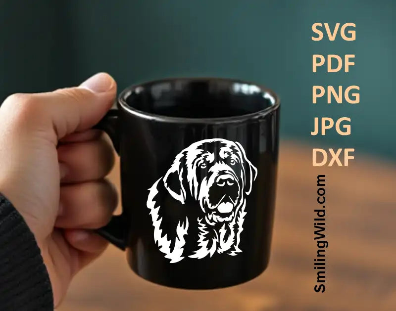 White PNG of Spanish Mastiff head – pet portrait vector for dark backgrounds and vinyl decals