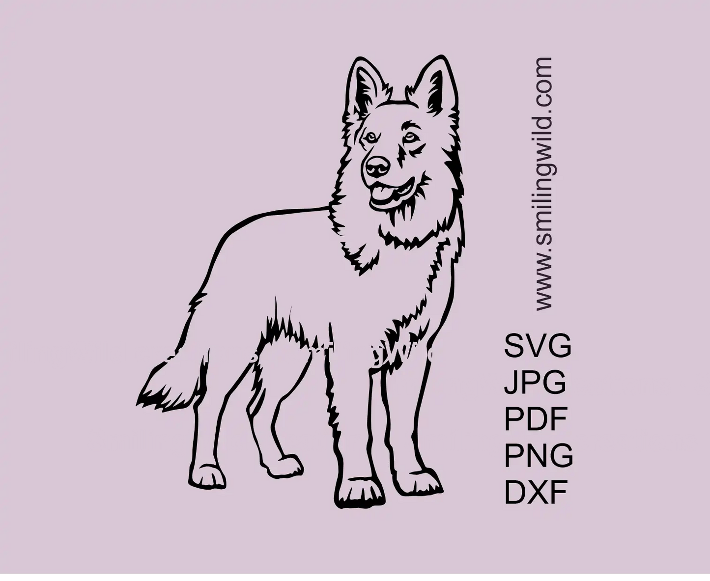 White Swiss Shepherd SVG clipart cutting file design preview of a full body standing dog