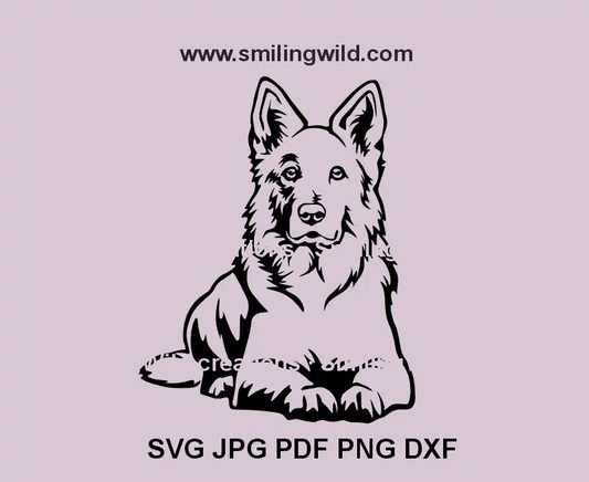 White Swiss Shepherd SVG – Lying Berger Blanc Suisse vector graphic, perfect for Cricut and laser cutting
