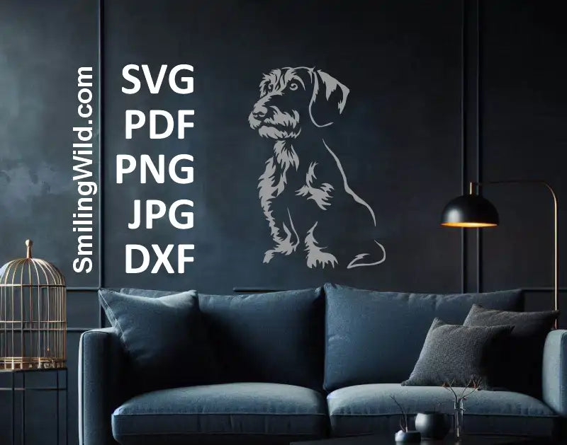 a wall art design of White Wiener dog sitting SVG DXF clipart design for pet-themed crafts
