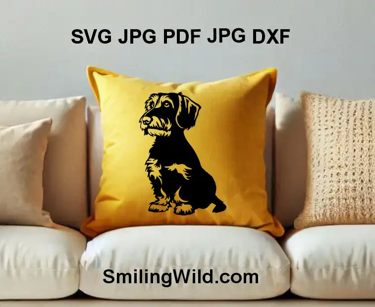 Wiener dog full-body DXF – black vector clipart for laser engraving and rustic décor