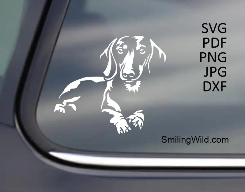 Example application of the Smooth Dachshund SVG png dxf White Vector Clipart demonstrating clean results for laser engraving on dark materials