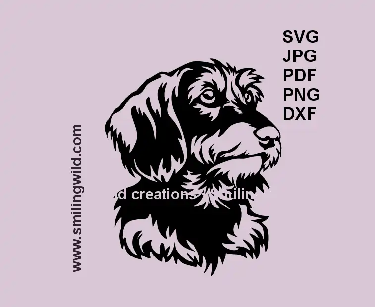Wirehaired Dachshund head SVG – realistic Dackel clipart for Cricut and laser projects