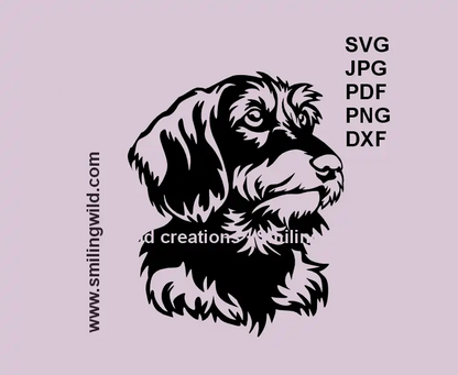 Wirehaired Dachshund head SVG – realistic Dackel clipart for Cricut and laser projects