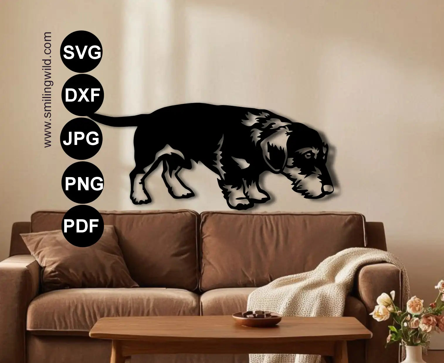 Realistic Wirehaired Dachshund metal cutting file in SVG and DXF vector art for laser, plasma and CNC