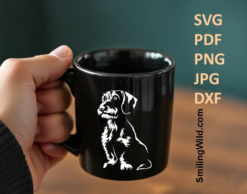 Wirehaired Dackel sitting white vector PNG for laser engraving and DIY crafts