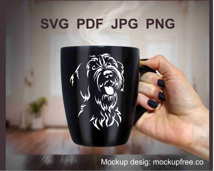 wirehaired pointing griffon digital design used for black mug application