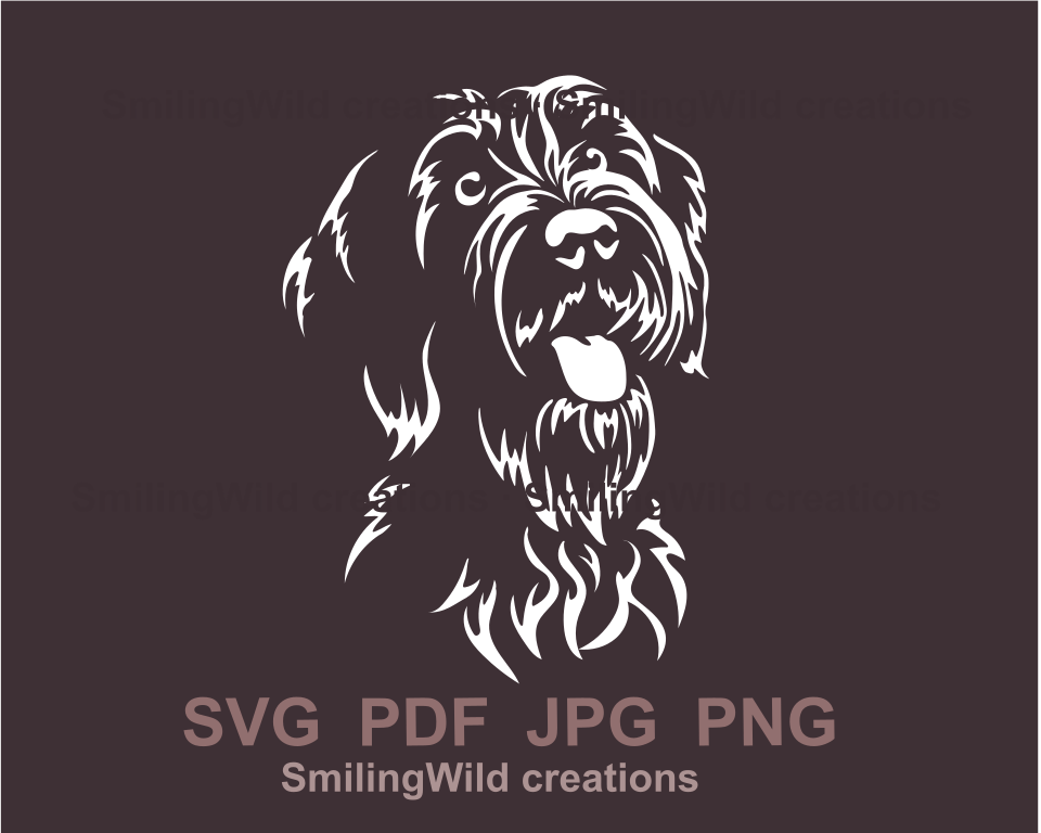 wirehaired pointing griffon face made in svg cuttable art image