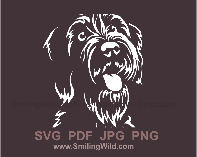 wirehaired pointing griffon vector style face drawing