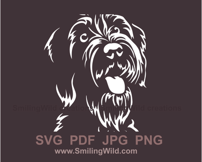 wirehaired pointing griffon vector style face drawing