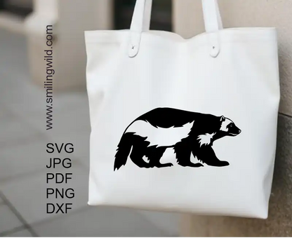 Wolverine digital clipart sticker on a tote bag representing Northern forest animal craft design for cutting machines