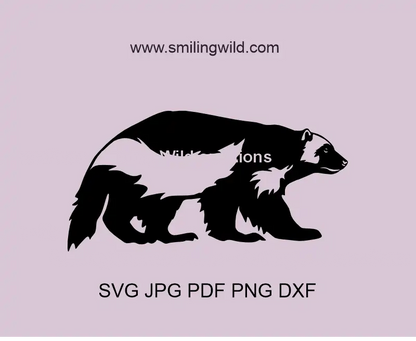 Wolverine SVG PNG DXF forest animal vector cut file for Cricut and laser crafting