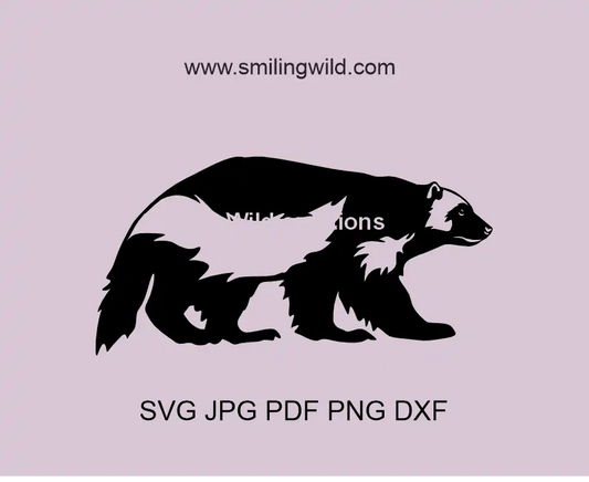 Wolverine SVG PNG DXF forest animal vector cut file for Cricut and laser crafting